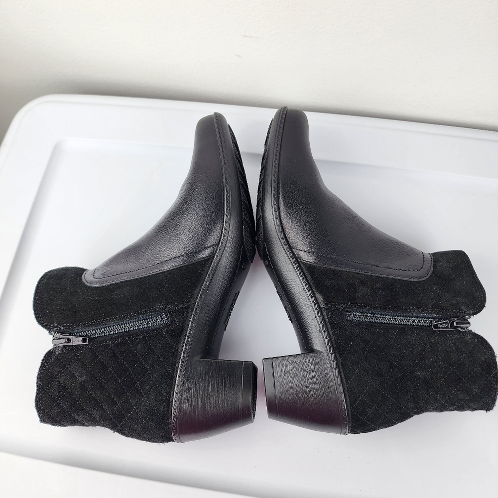 hotter Black Leather Quilted Suede Back Ankle Boots with Side Zip Size 10 - Picture 12 of 14